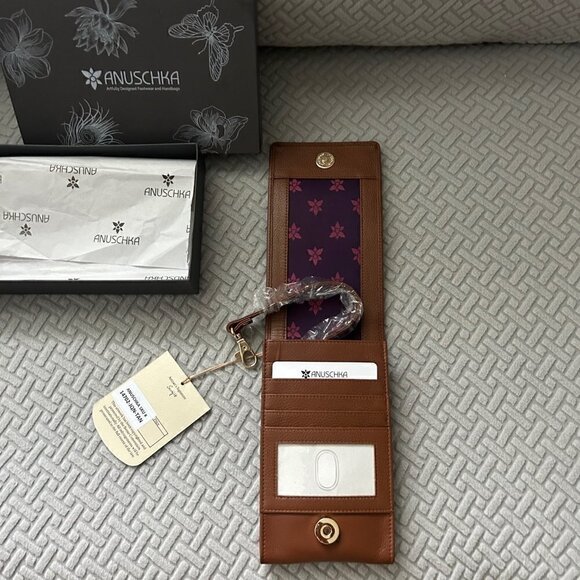 Anuschka Leather Embroidered Smart Phone Crossbody Bag TAN - Picture 4 of 10